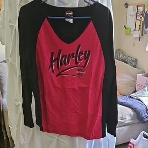 Harley-Davidson Black and Red Long Sleeve Tee